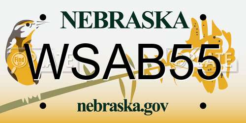 WSAB55 Nebraska License Plate