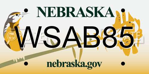WSAB85 Nebraska License Plate