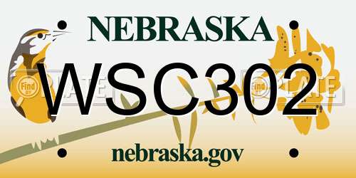 WSC302 Nebraska License Plate