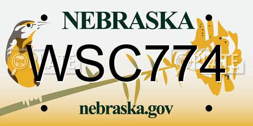 WSC774 Nebraska License Plate
