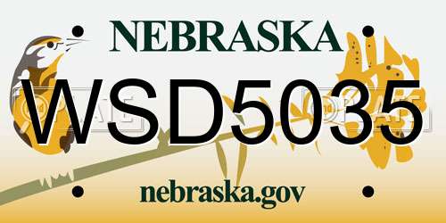 WSD5035 Nebraska License Plate