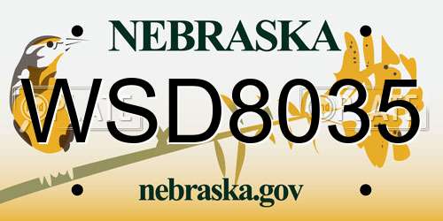 WSD8035 Nebraska License Plate