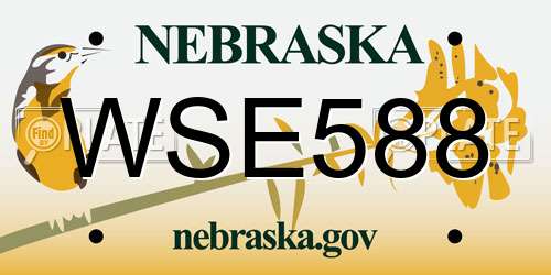 WSE588 Nebraska License Plate