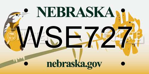 WSE727 Nebraska License Plate