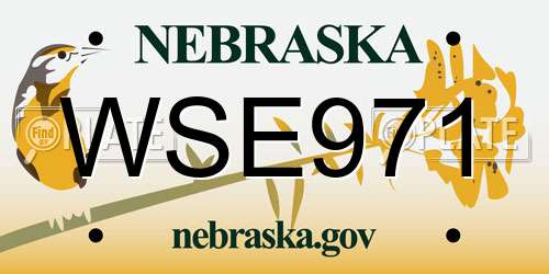WSE971 Nebraska License Plate