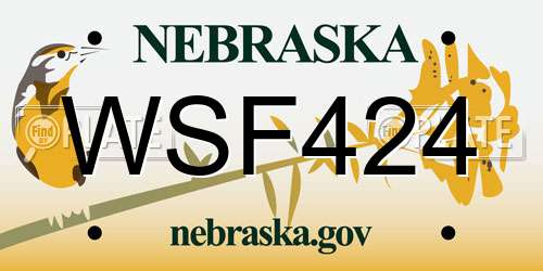 WSF424 Nebraska License Plate