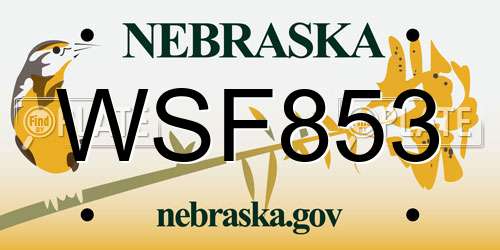 WSF853 Nebraska License Plate