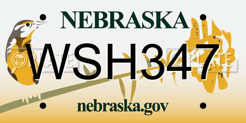 WSH347 Nebraska License Plate