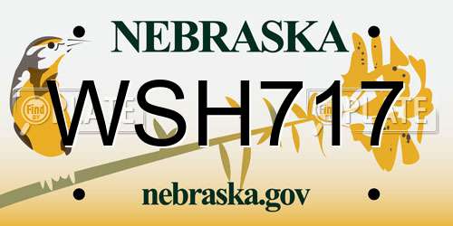 WSH717 Nebraska License Plate