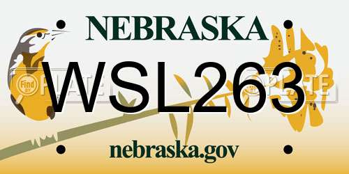 WSL263 Nebraska License Plate