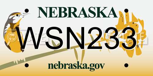 WSN233 Nebraska License Plate