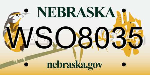 WSO8035 Nebraska License Plate