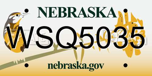WSQ5035 Nebraska License Plate