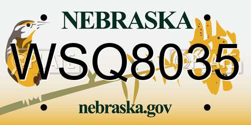 WSQ8035 Nebraska License Plate