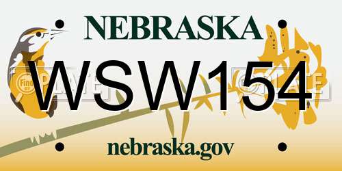 WSW154 Nebraska License Plate
