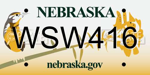 WSW416 Nebraska License Plate