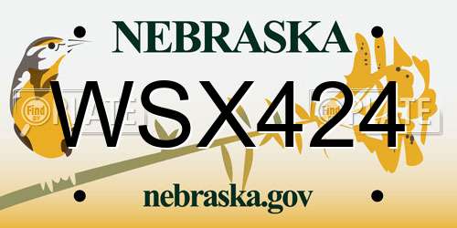 WSX424 Nebraska License Plate