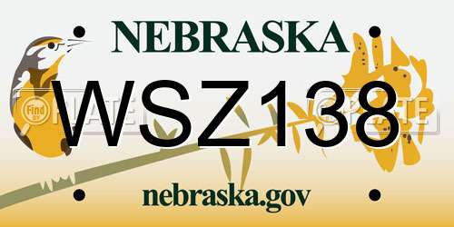 WSZ138 Nebraska License Plate