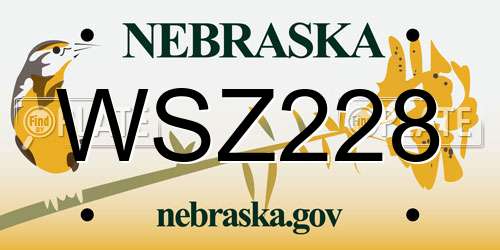 WSZ228 Nebraska License Plate
