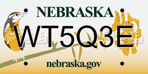 WT5Q3E Nebraska License Plate