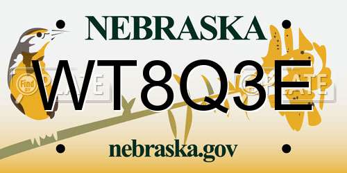 WT8Q3E Nebraska License Plate