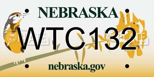WTC132 Nebraska License Plate