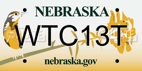 WTC13T Nebraska License Plate