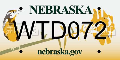 WTD072 Nebraska License Plate