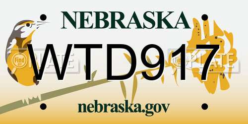 WTD917 Nebraska License Plate
