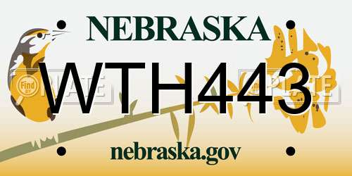 WTH443 Nebraska License Plate