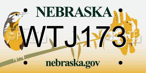 WTJ173 Nebraska License Plate