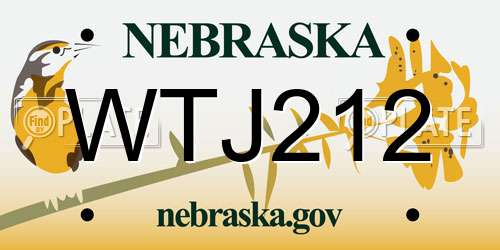 WTJ212 Nebraska License Plate