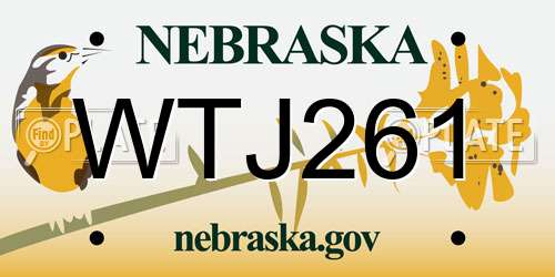 WTJ261 Nebraska License Plate