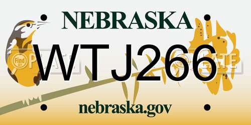 WTJ266 Nebraska License Plate