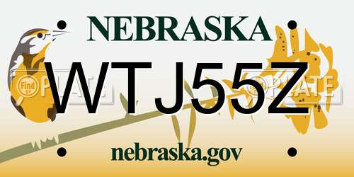 WTJ55Z Nebraska License Plate