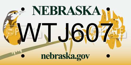 WTJ607 Nebraska License Plate