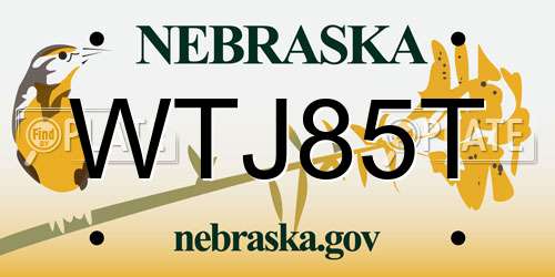 WTJ85T Nebraska License Plate