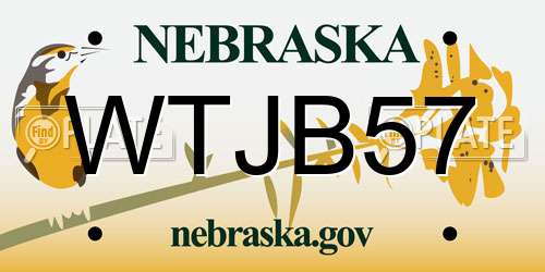 WTJB57 Nebraska License Plate