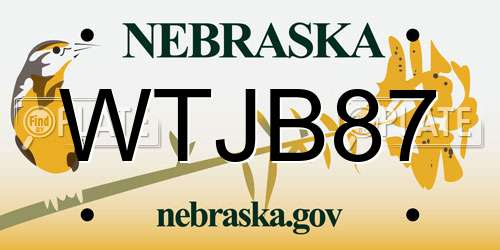 WTJB87 Nebraska License Plate