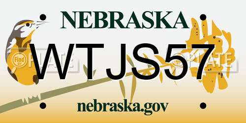 WTJS57 Nebraska License Plate