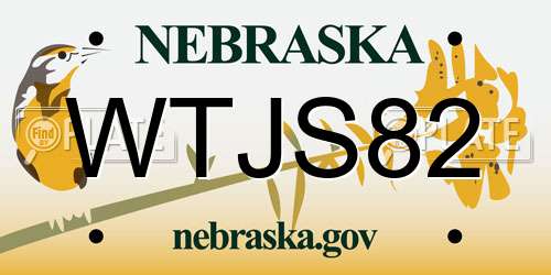 WTJS82 Nebraska License Plate