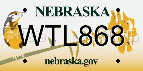 WTL868 Nebraska License Plate