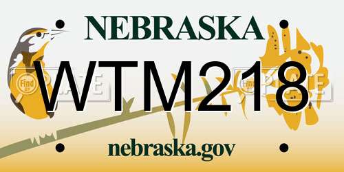 WTM218 Nebraska License Plate