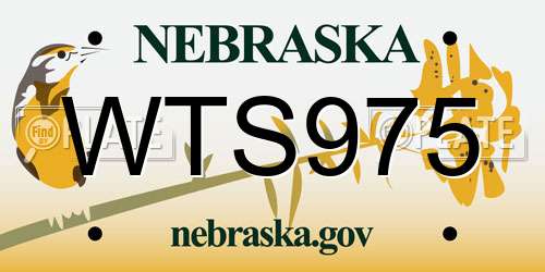 WTS975 Nebraska License Plate