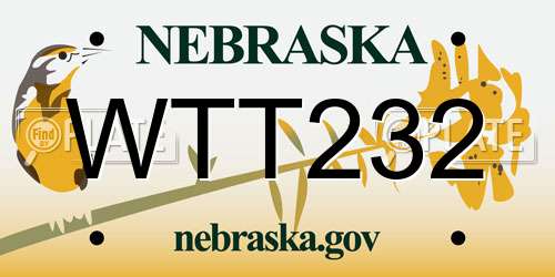 WTT232 Nebraska License Plate