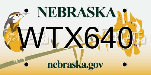 WTX640 Nebraska License Plate