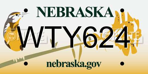 WTY624 Nebraska License Plate