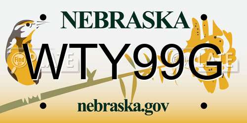 WTY99G Nebraska License Plate