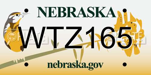 WTZ165 Nebraska License Plate