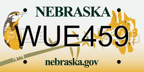 WUE459 Nebraska License Plate